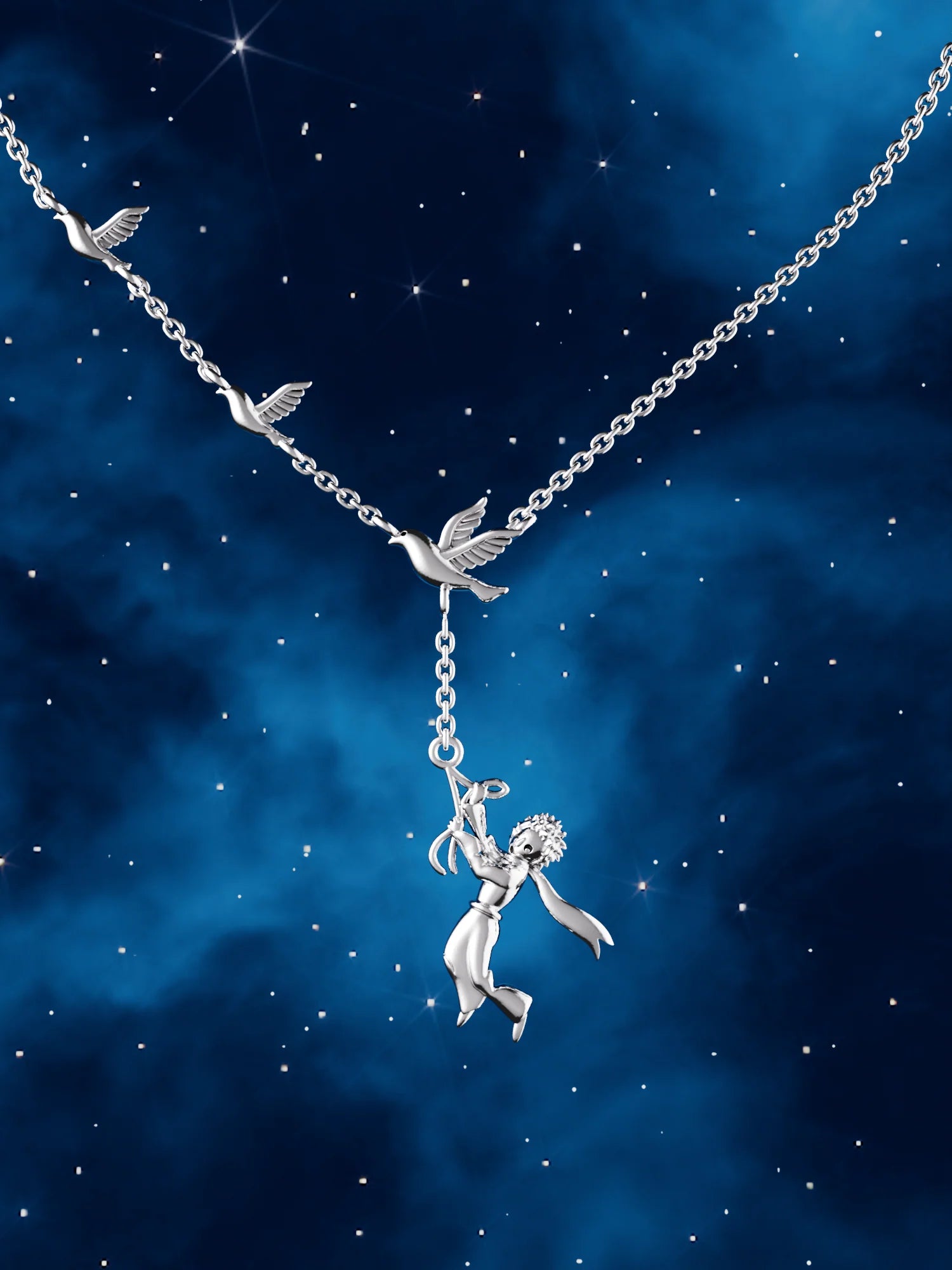 The Little Prince Flying in the Sky Necklace