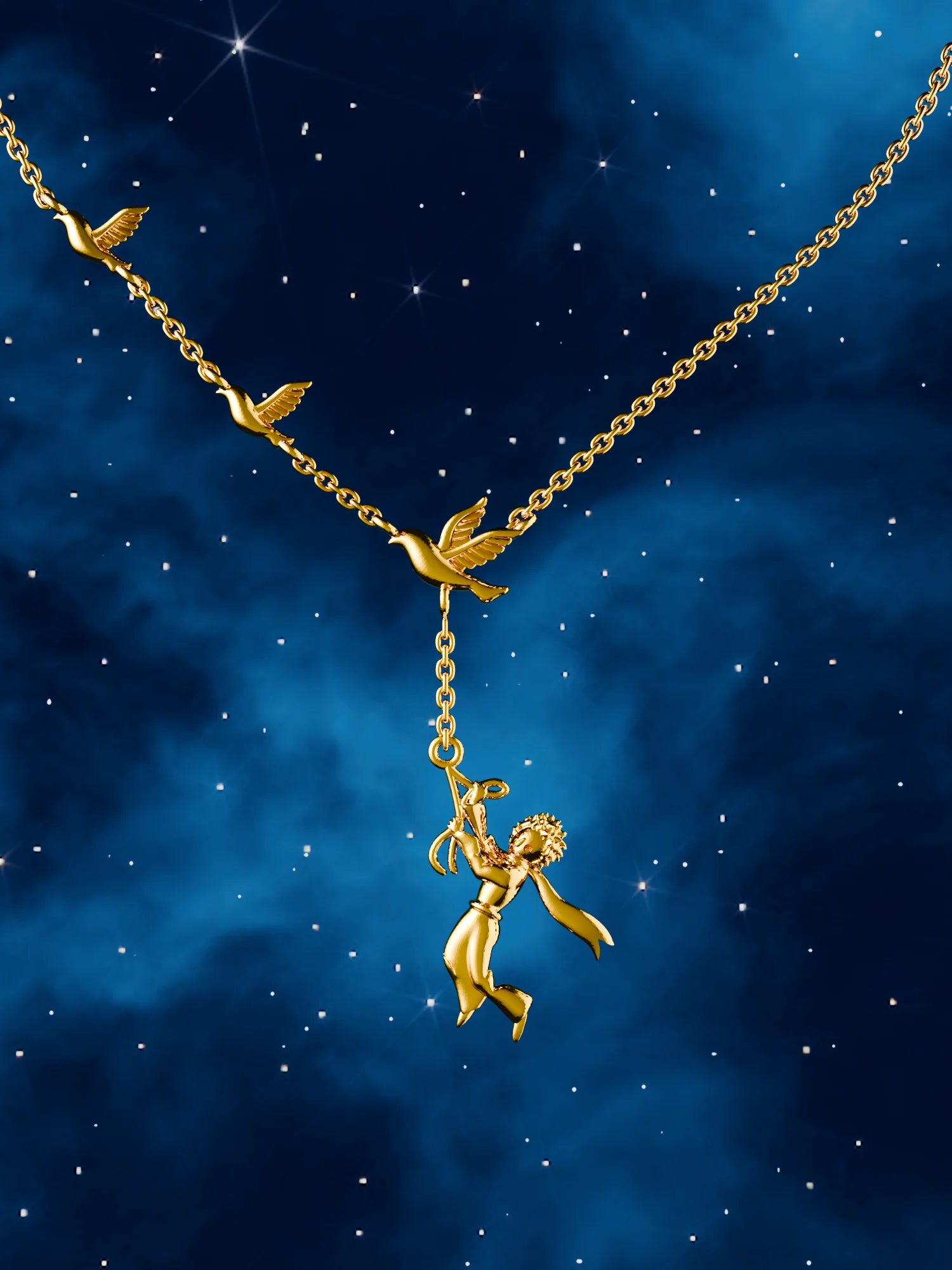 The Little Prince Flying in the Sky Necklace