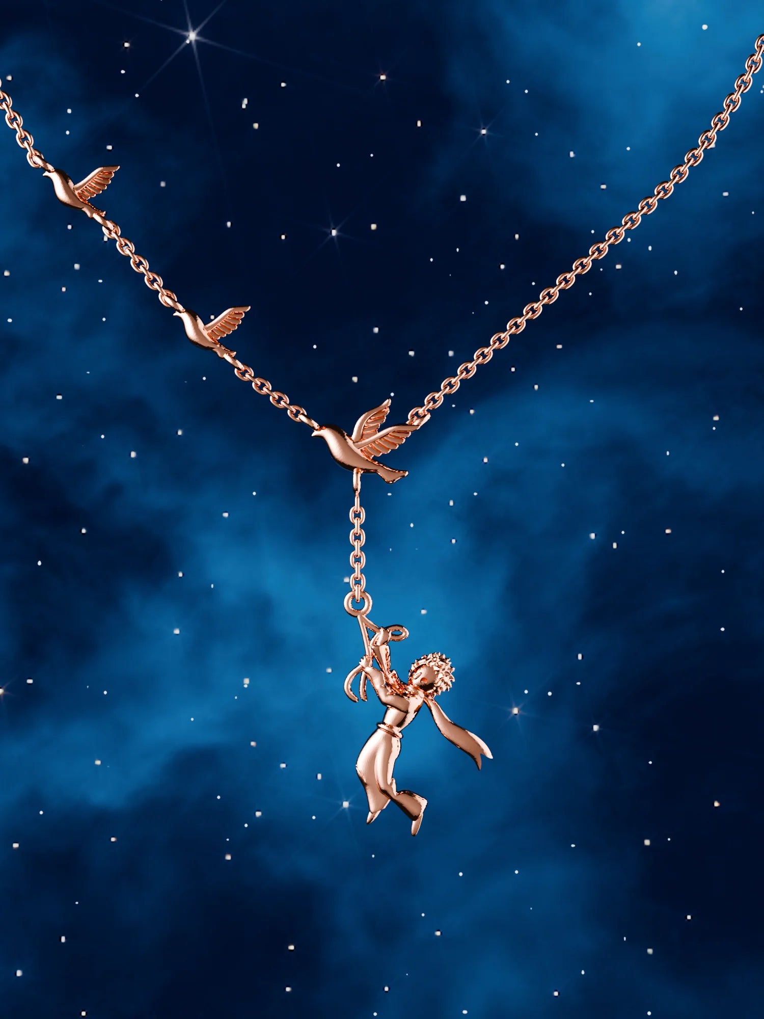 The Little Prince Flying in the Sky Necklace